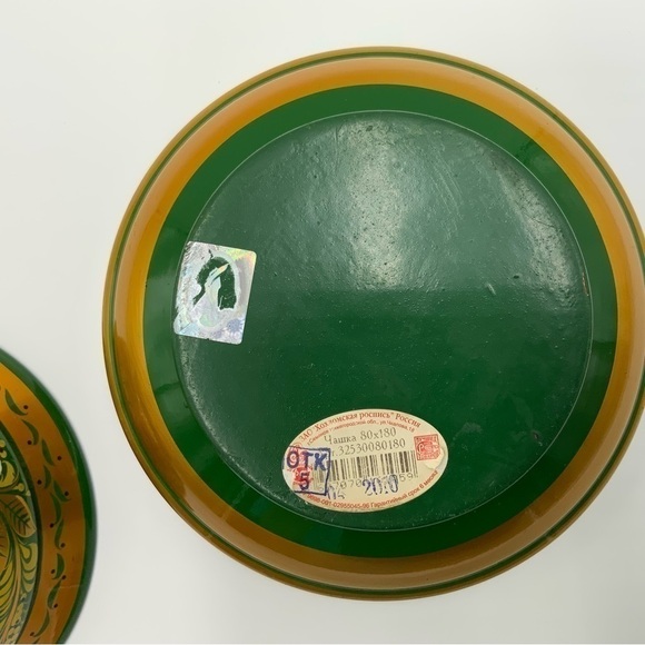 Stunning Vintage Russian (USSR) Khokhloma Hand Painted Lacquer Wooden Bowl Set - Picture 7 of 8
